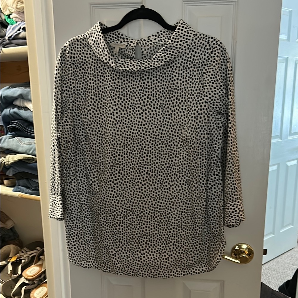 Talbots Black and White Dotted Blouse